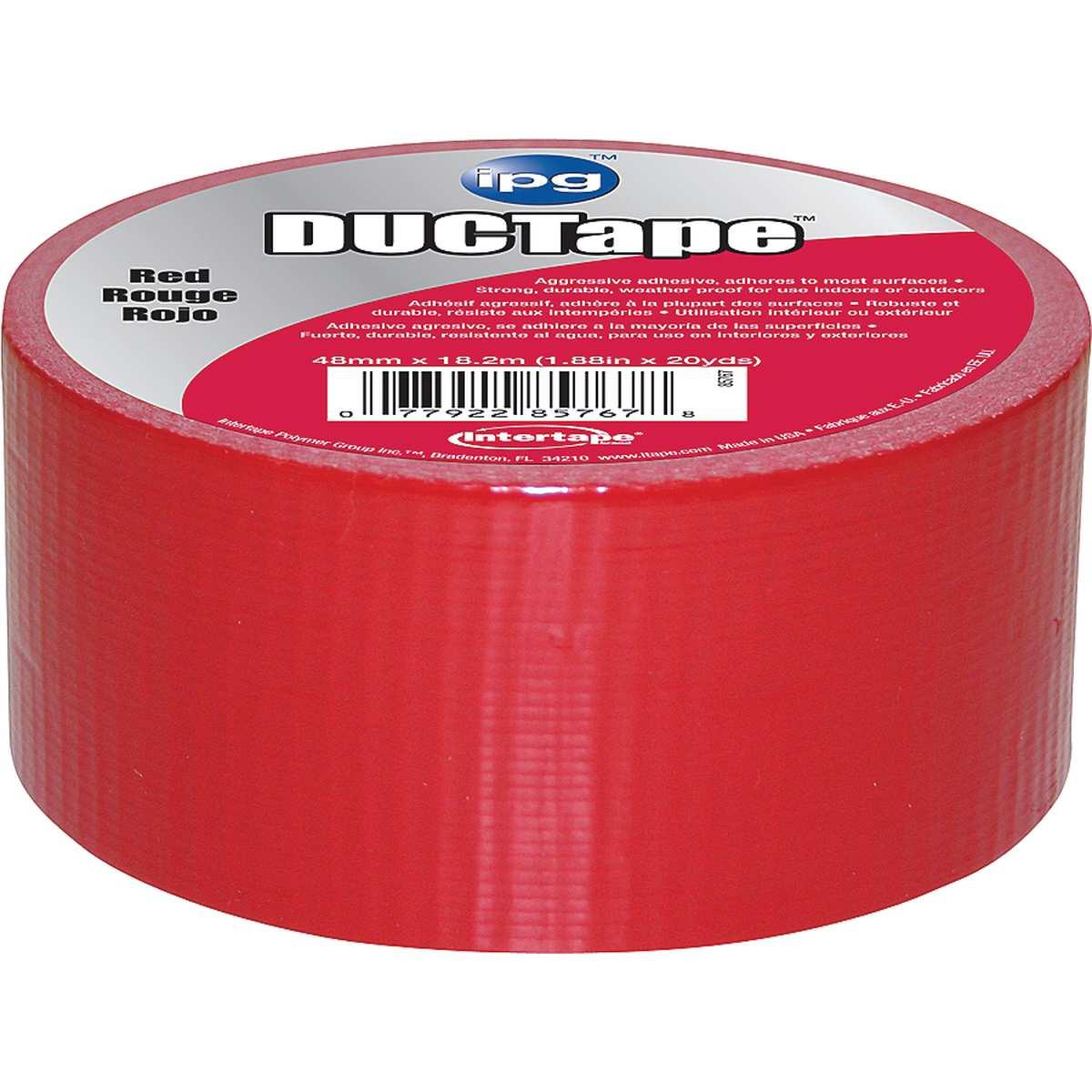 IPG 6720RED All-Purpose Duct Tape, 20 yd L, 1.88 in W, Polyethylene-Coated Cloth Backing, Red