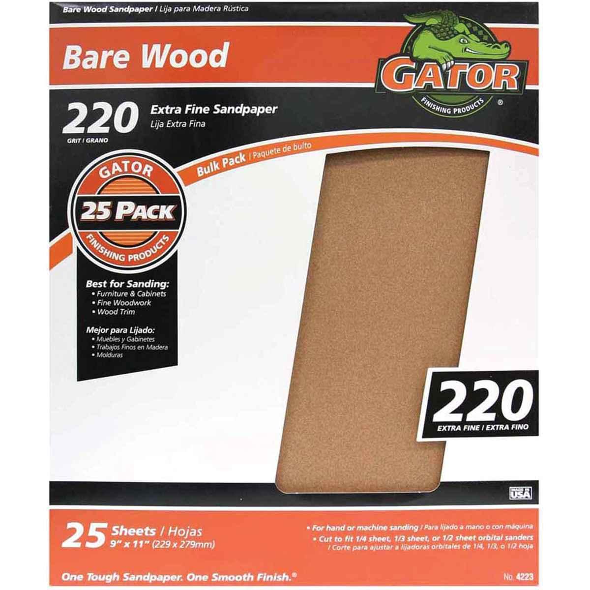Gator 3272 Sanding Sheet, 11 in L, 9 in W, 220 Grit, Garnet Abrasive