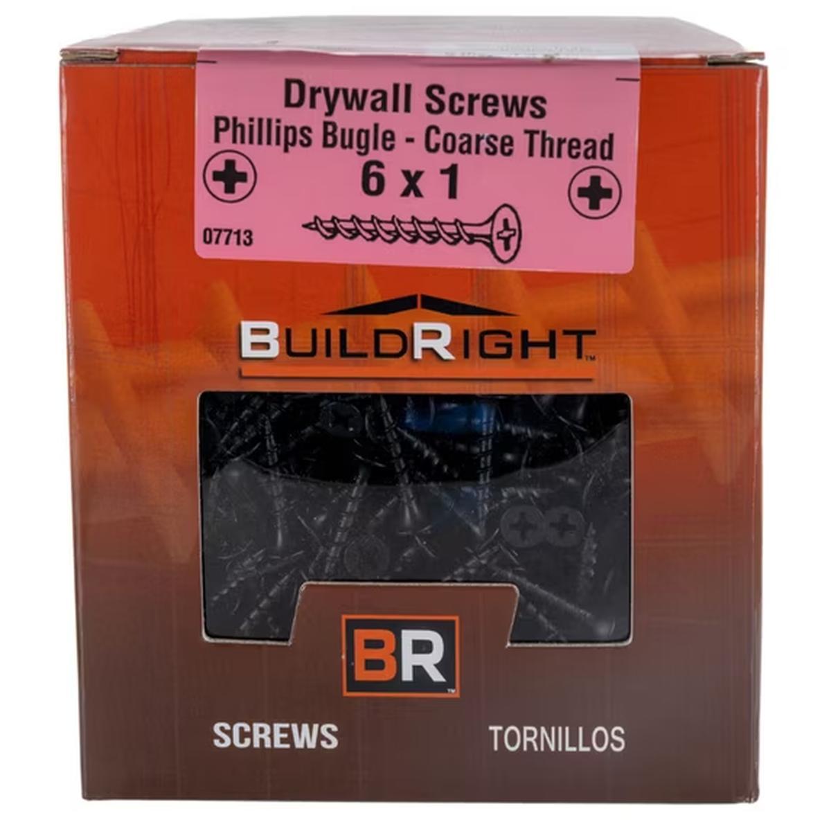 6 x 1 Black Phosphate Coarse Phillips Bugle Drywall Screws