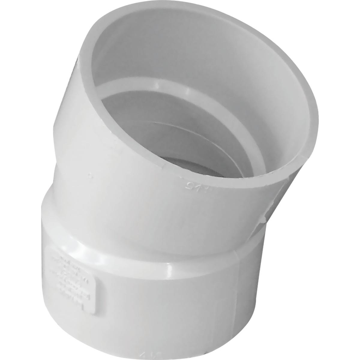 Canplas 414204BC Pipe Elbow, 4 in, Hub, 22.5 deg Angle, PVC, White