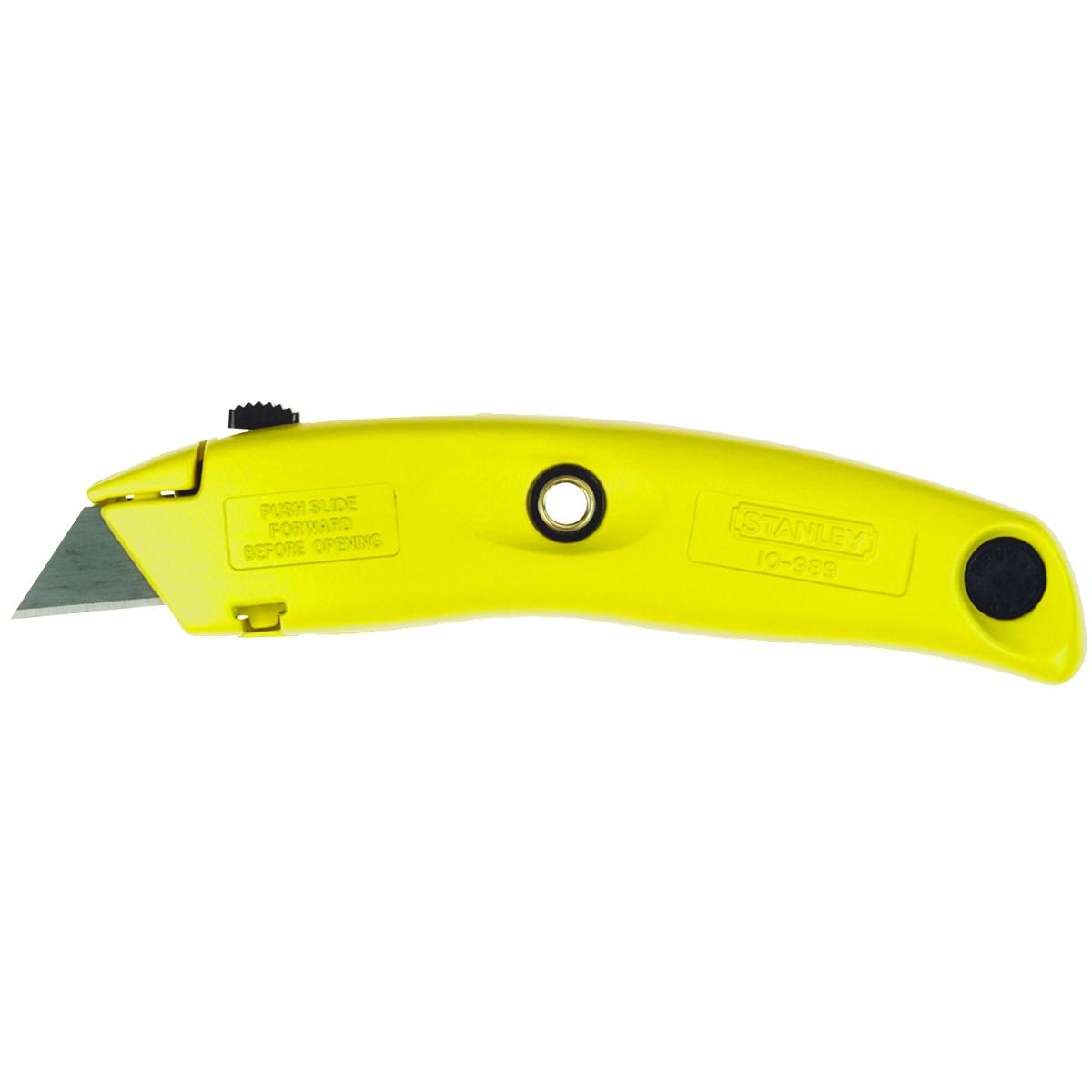 STANLEY 10-989 Utility Knife, 2-7/16 in L Blade, 3 in W Blade, HCS Blade, Contour-Grip Handle, Yellow Handle