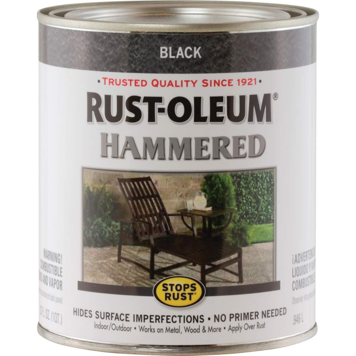 Rust-Oleum 7215502 Enamel Paint, Hammered Sheen, Black, 1 qt, Can, 75 to 150 sq-ft/qt Coverage Area