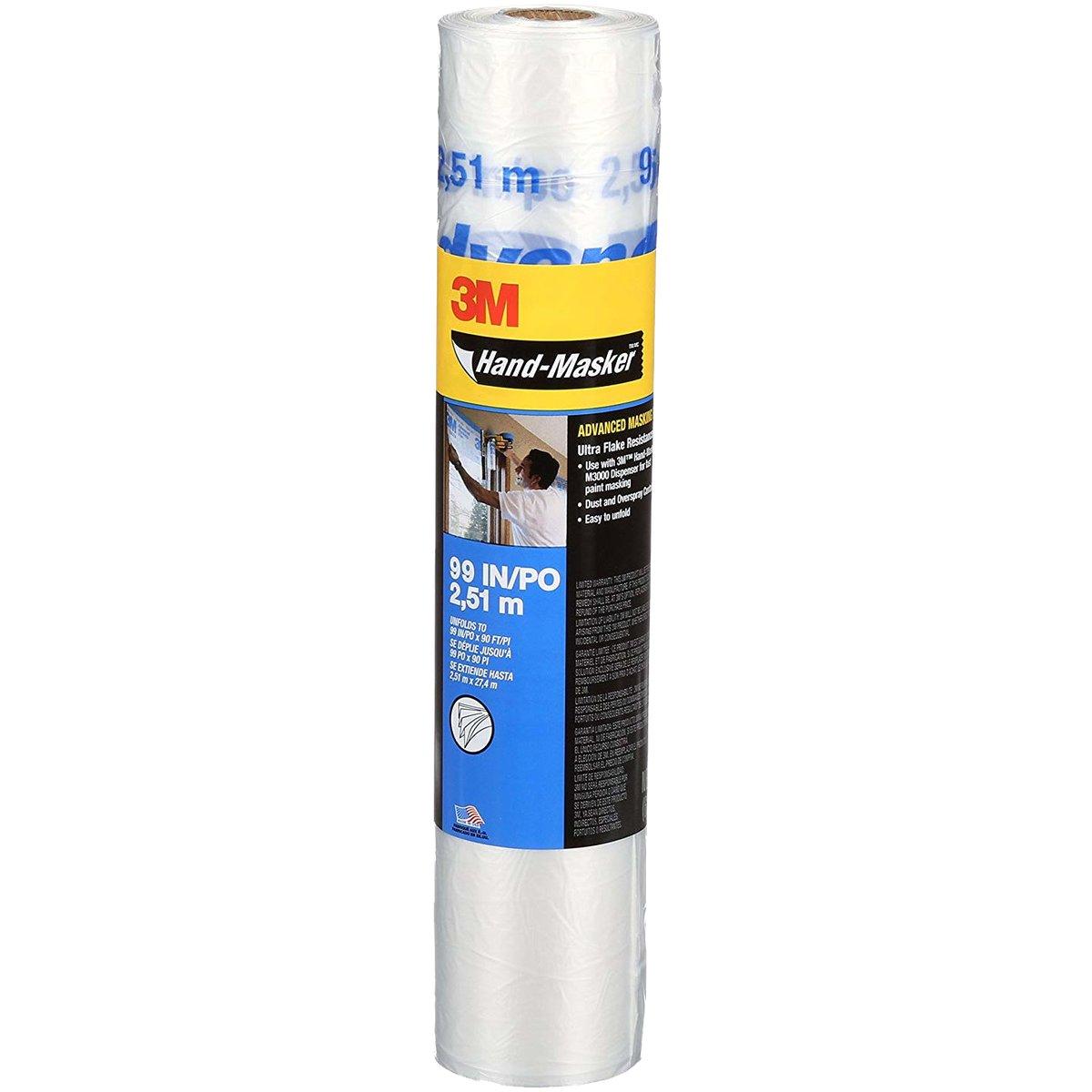 3M AMF99 Advanced Masking Film, 99 ft L, 99 in W, 0.35 mil Thick, Plastic Backing