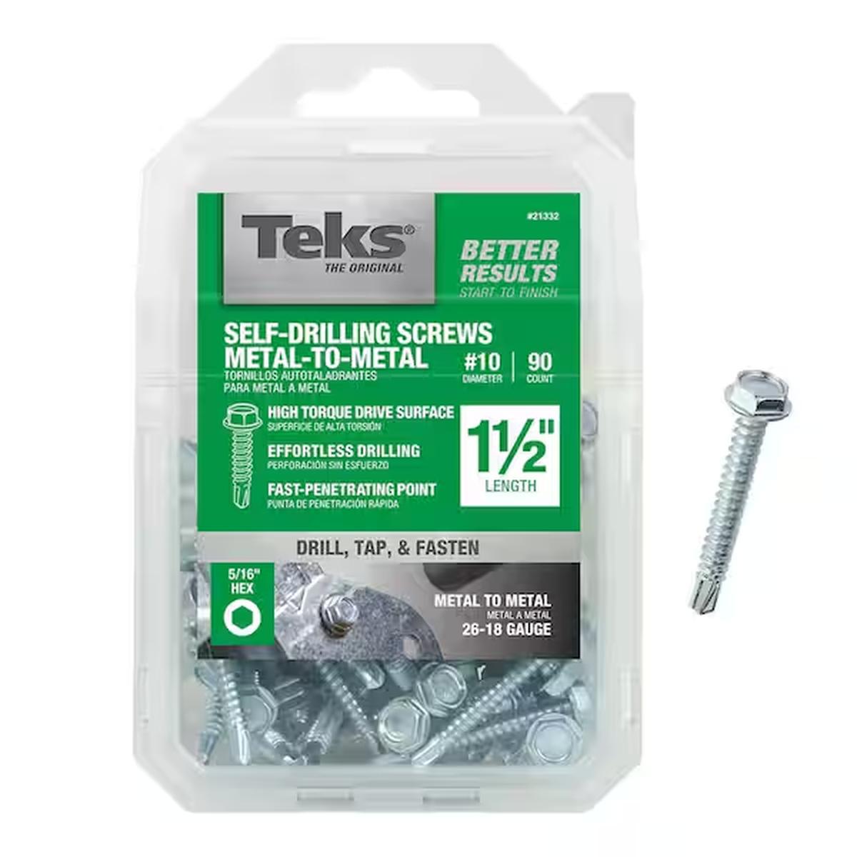 Teks Self-Drilling Screws 10 X 1-1/2" Hw