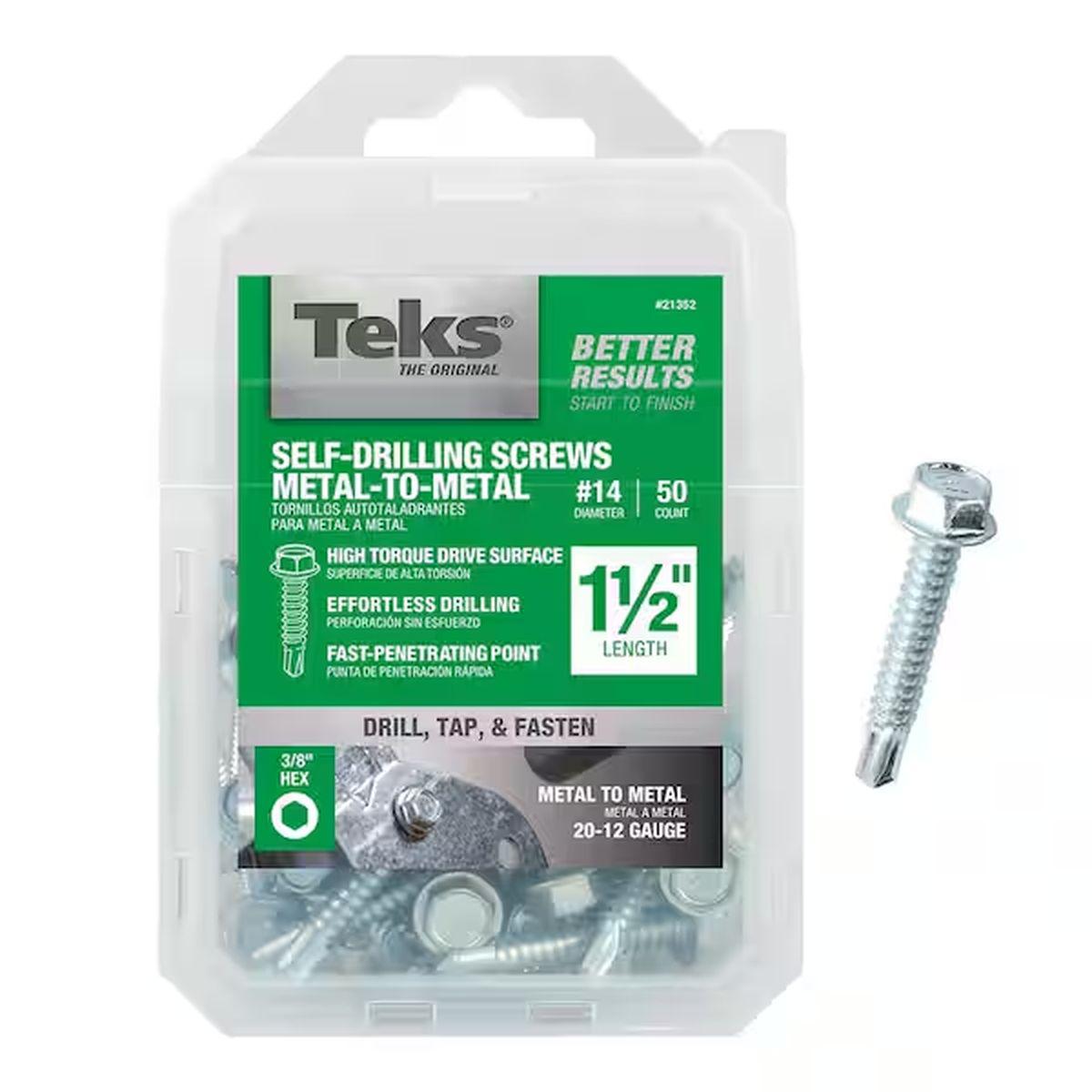 Teks Self-Drilling Screws 14 X 1-1/2" Hw