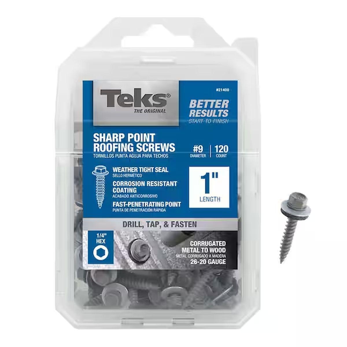 Teks RoofingScrew s 9 X 1" Hwh/Sharp Pt