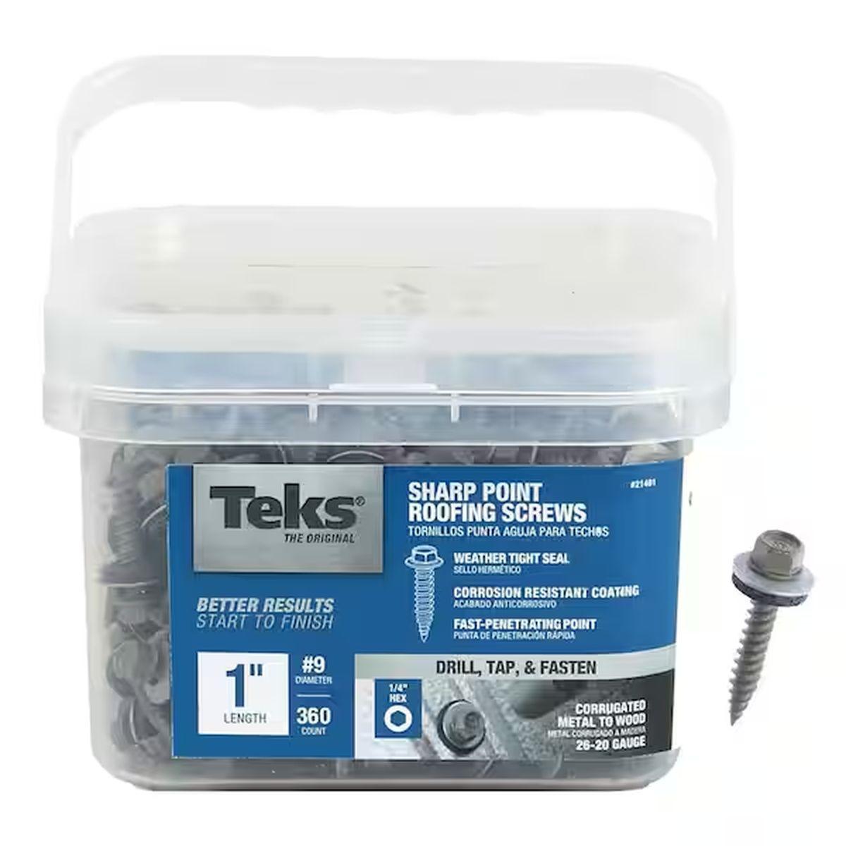 Teks RoofingScrew s 9 X 1" Hwh/Sharp Pt