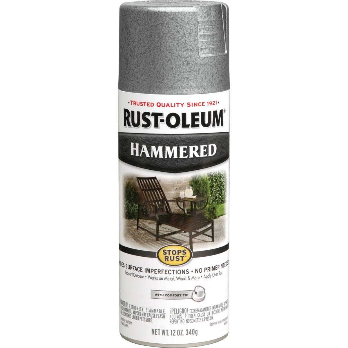 Rust-Oleum 7213830 Rust Preventative Spray Paint, Hammered, Silver, 12 oz Can
