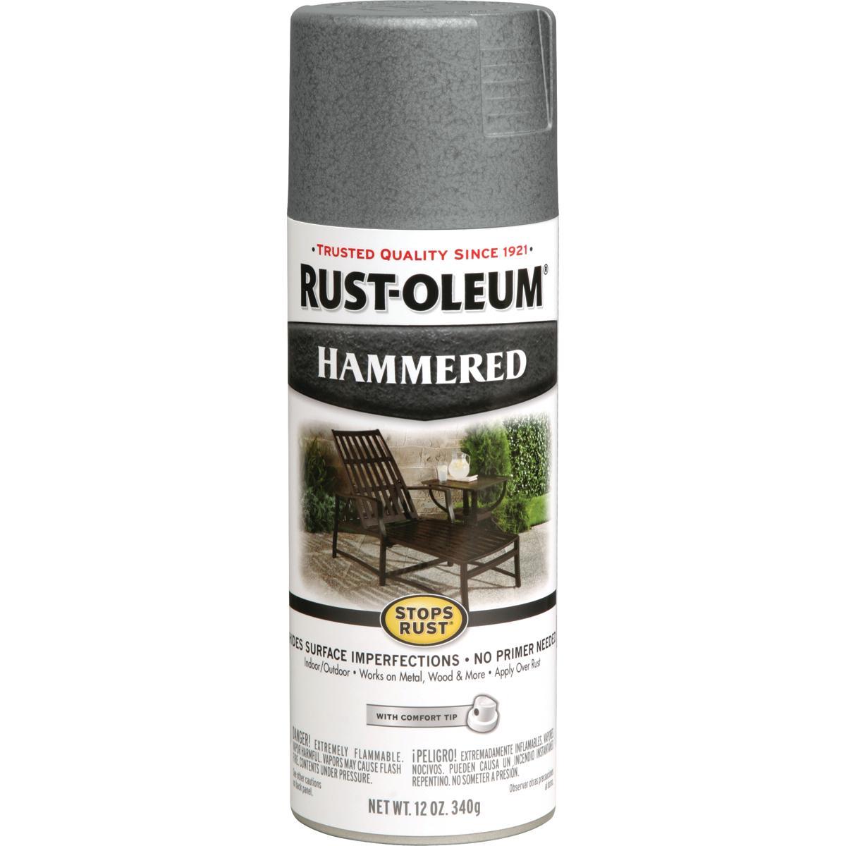 Rust-Oleum 7214830 Rust Preventative Spray Paint, Hammered, Gray, 12 oz Can