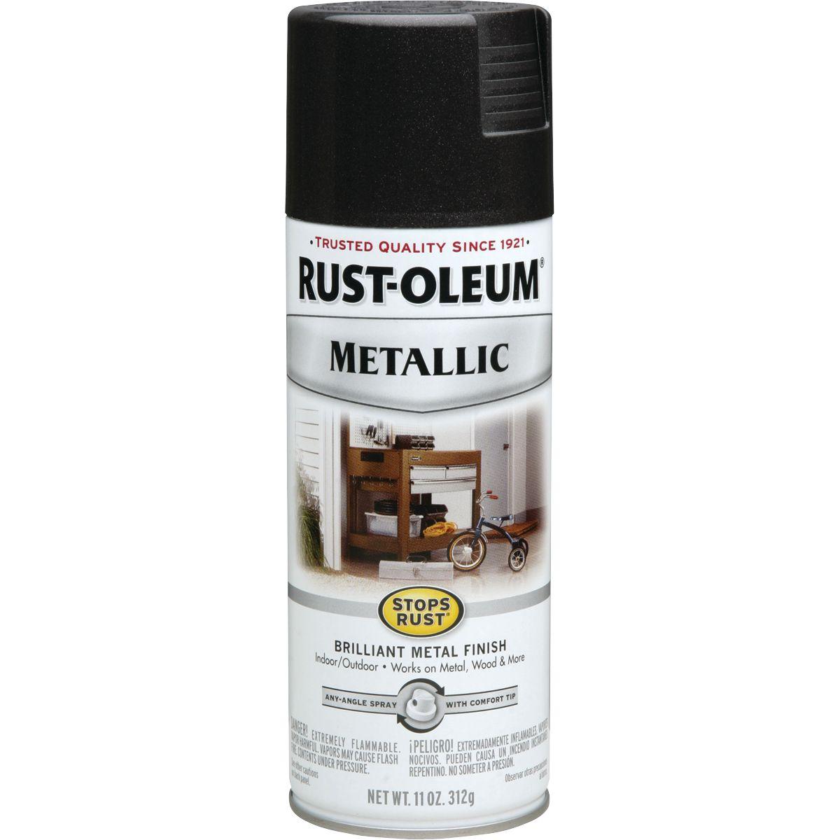 Rust-Oleum 7250830 Rust Preventative Spray Paint, Metallic, Black Night, 11 oz Can