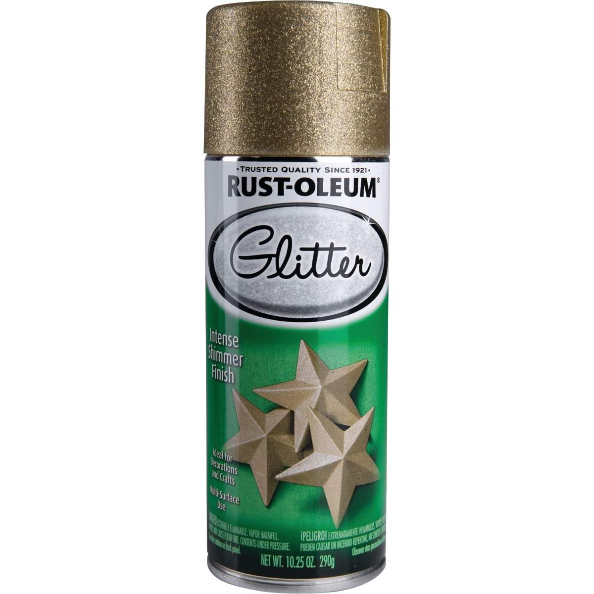 Rust-Oleum 301495 Glitter Paint, Flat/Matte, Gold, 10.25 oz, Aerosol Can