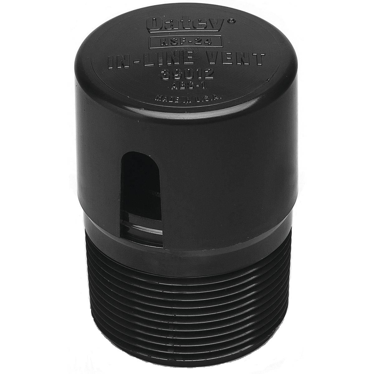 Oatey 39012 In-Line Vent, 1-1/2 in, NPT, ABS, Black