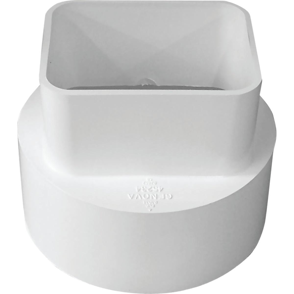 Canplas 414432BC Sewer Downspout Adapter, 2 x 3 x 4 in Connection, Hub, PVC, White