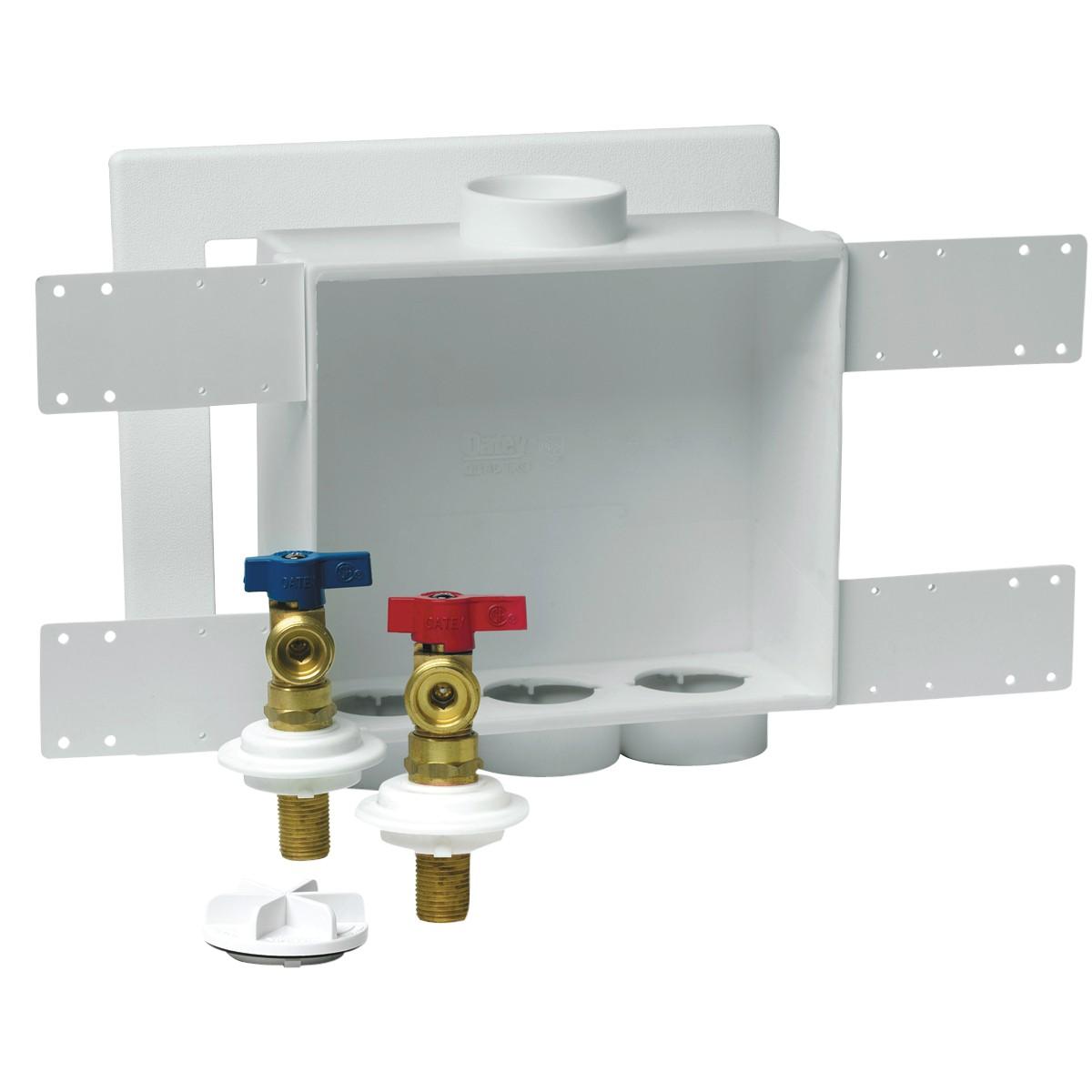Oatey 38529 Washing Machine Outlet Box, 1/2 in Connection, Brass/Polystyrene