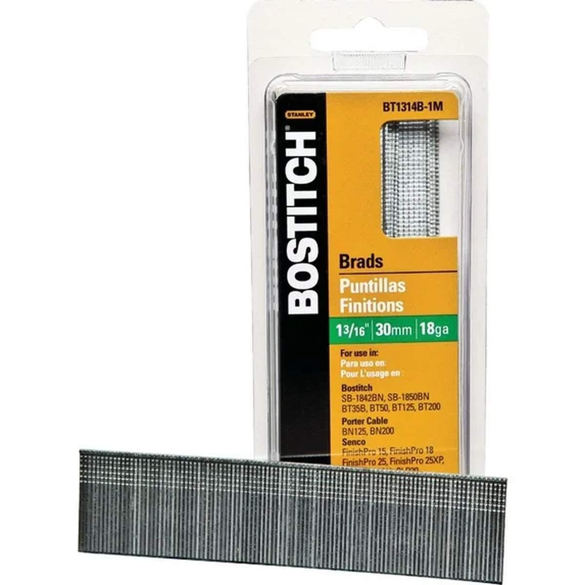 Bostitch BT1314B Series Nail, Glue Collation, 1-3/16 in L, 18 Gauge, Steel, Coated, Brad Head, Smooth Shank, 3000/PK