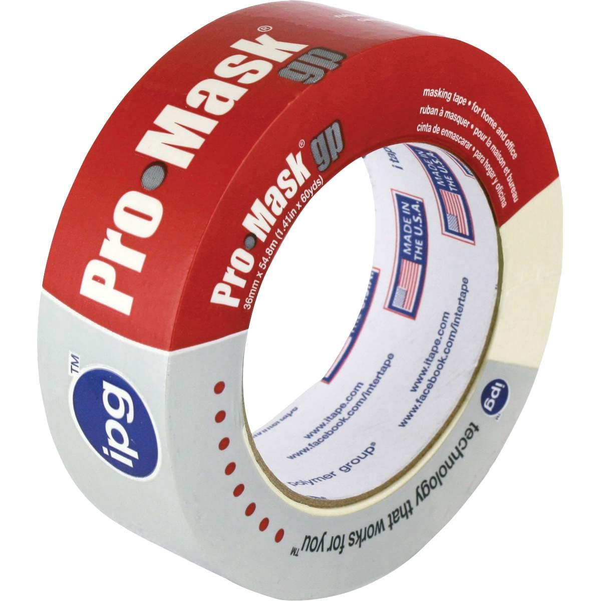IPG 5102-1.5 Masking Tape, 60 yd L, 1-1/2 in W, 5 mil Thick, Crepe Paper/Synthetic Rubber Backing, Beige