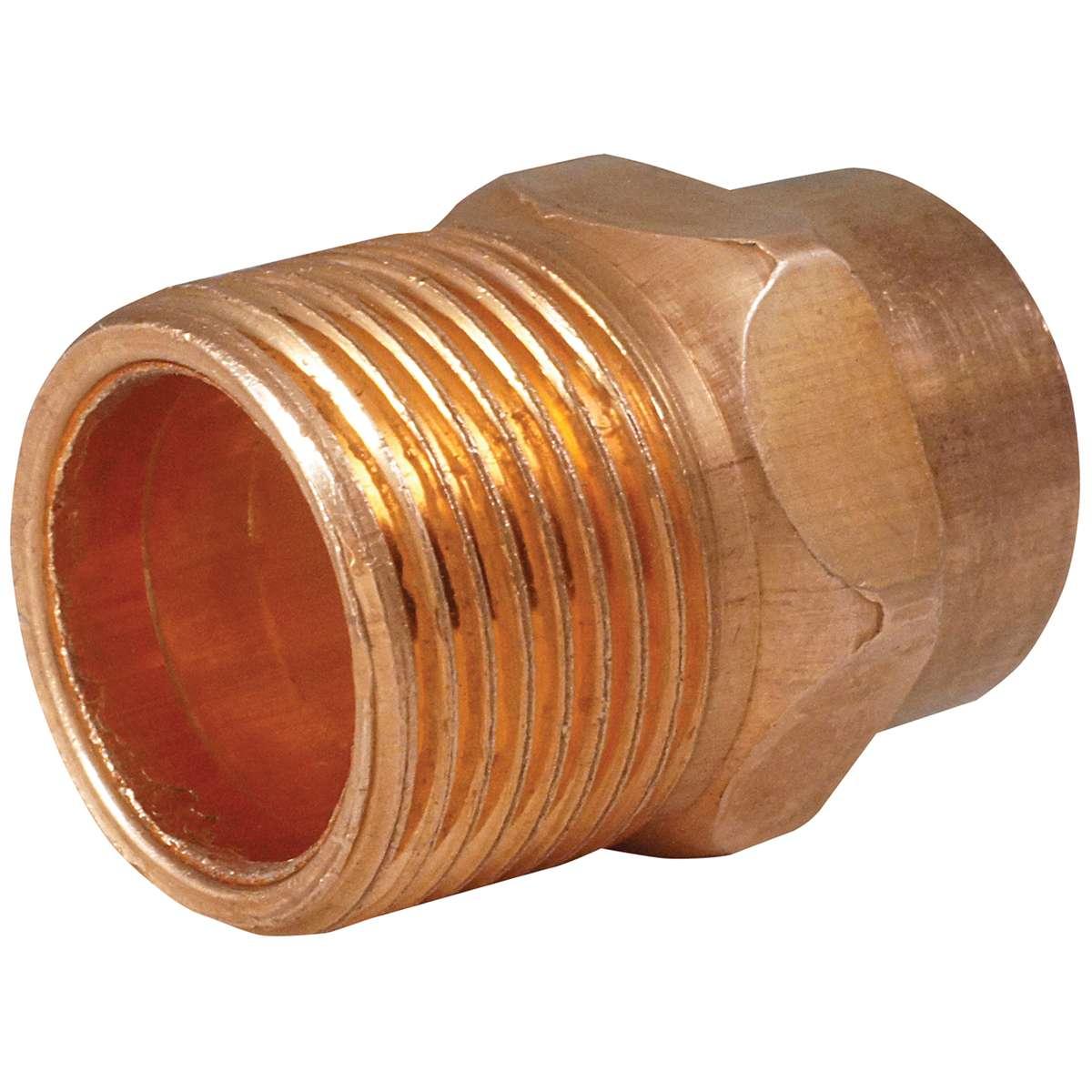 Nibco 604 Series W01200D Pipe Adapter, 1/2 in, Sweat x MPT, Copper, 722 psi Pressure