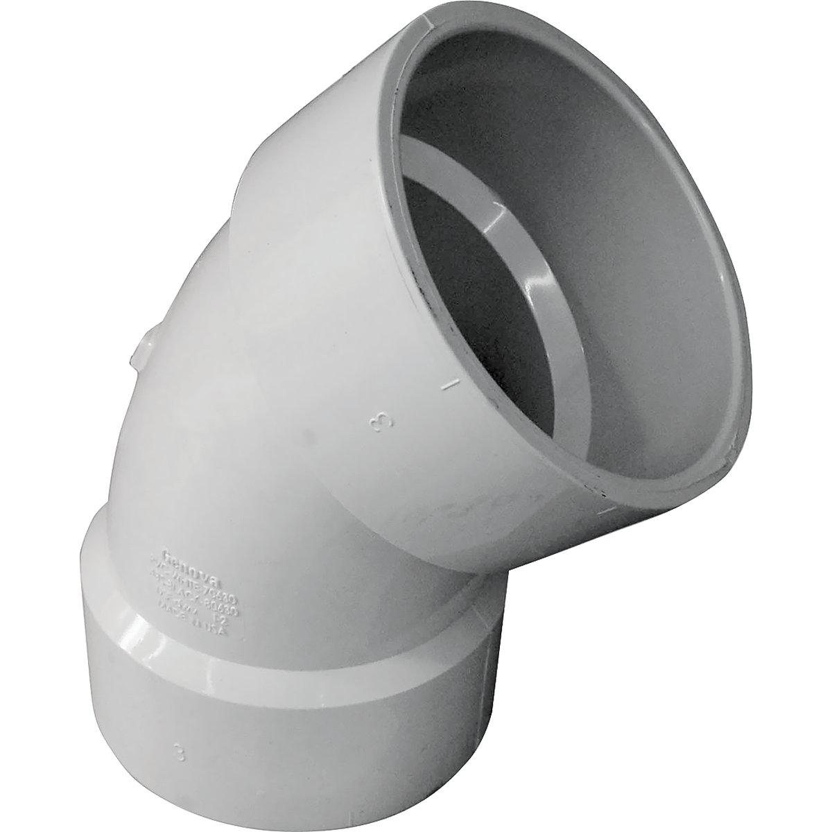 Canplas 192503 Sanitary Pipe Elbow, 3 in, Hub, 45 deg Angle, PVC