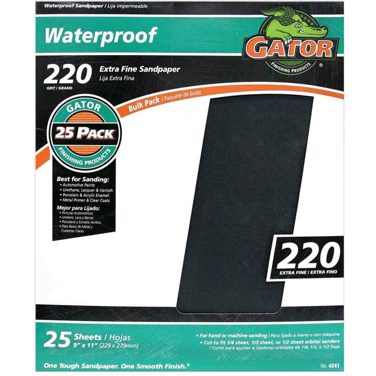 Gator 3283 Sanding Sheet, 11 in L, 9 in W, 220 Grit, Extra Fine, Silicon Carbide Abrasive