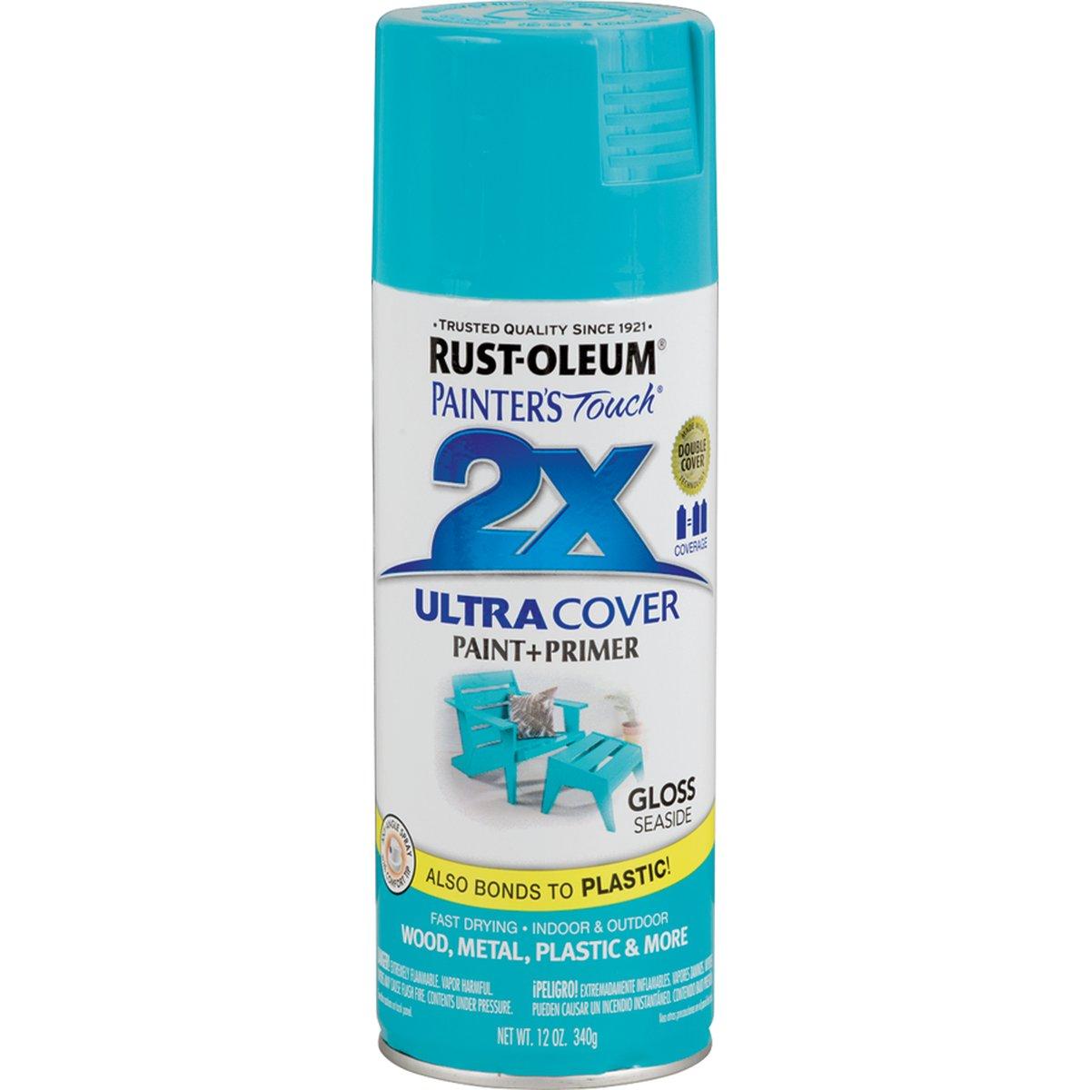 Rust-Oleum Painter's Touch 2X Ultra Cover 334050 Spray Paint, Gloss, Seaside, 12 oz, Aerosol Can