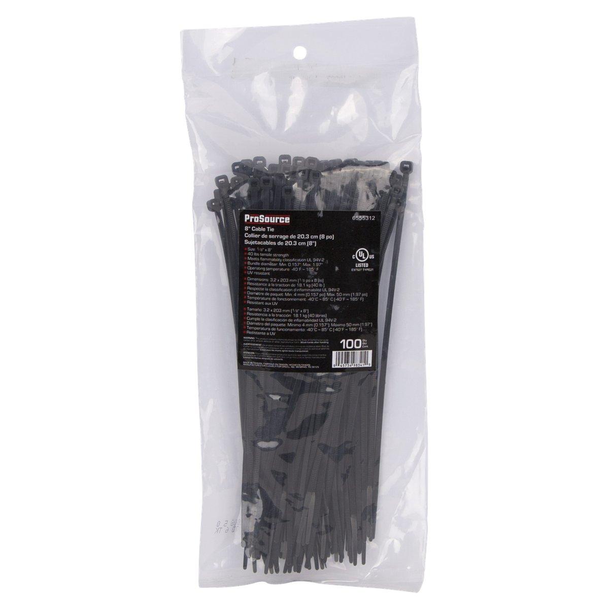CABLE TIES 100PC 8" BLACK 50#