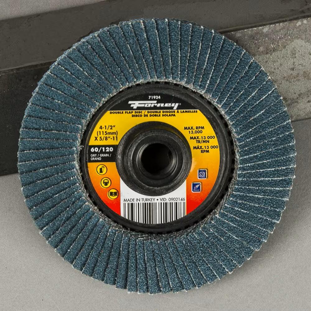 71924 4-1/2 in Double-Sided Flap Disc Forney Close Up View