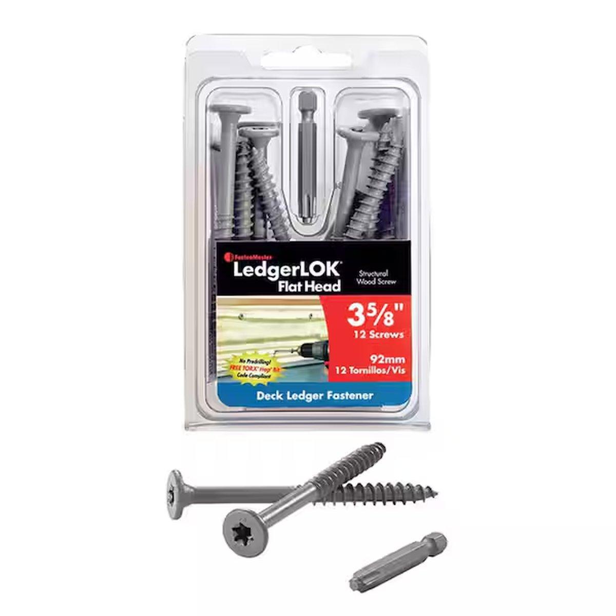LedgerLOK Structural Ledger Board Screws Flat Head 3-5/8-in Gray 12-Pack