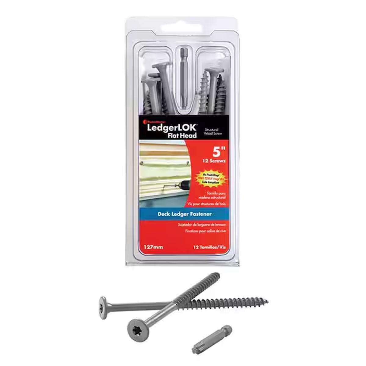 LedgerLOK Structural Ledger Board Screws Flat Head 5-in Gray 12-Pack