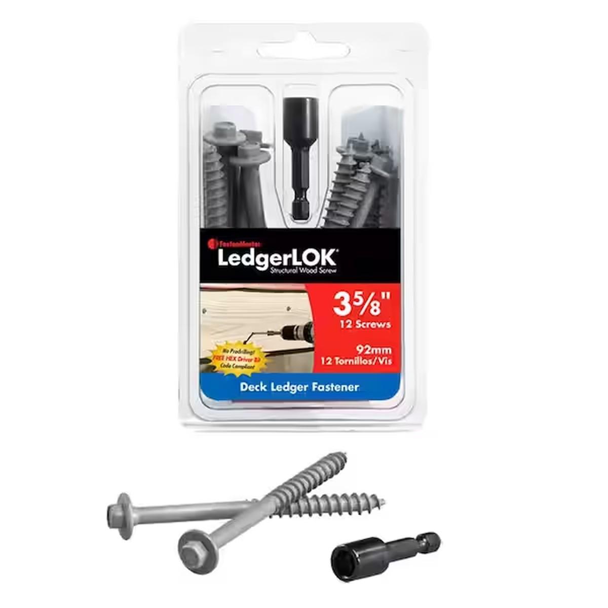 LedgerLOK Structural Ledger Board Screws Hex Head 3-5/8-in Gray 12-Pack