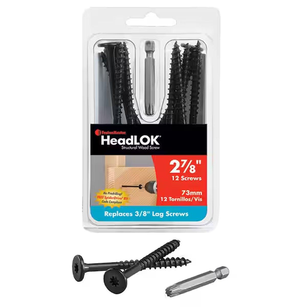 HeadLOK Structural Wood Screws 2-7/8 in. Flat Head Wood Screws Black 12-Pack