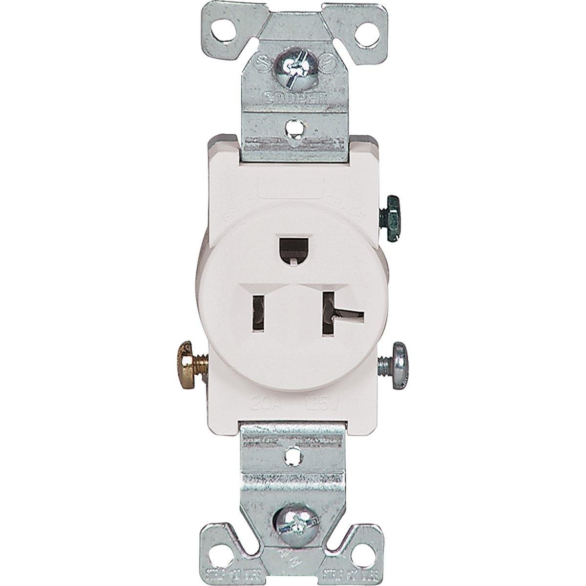 SINGLE RECEPTACLE 20A WHITE COM