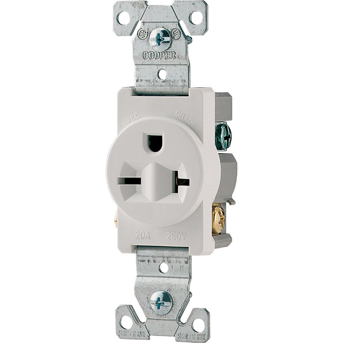 Ground Receptacle White 20A 2P