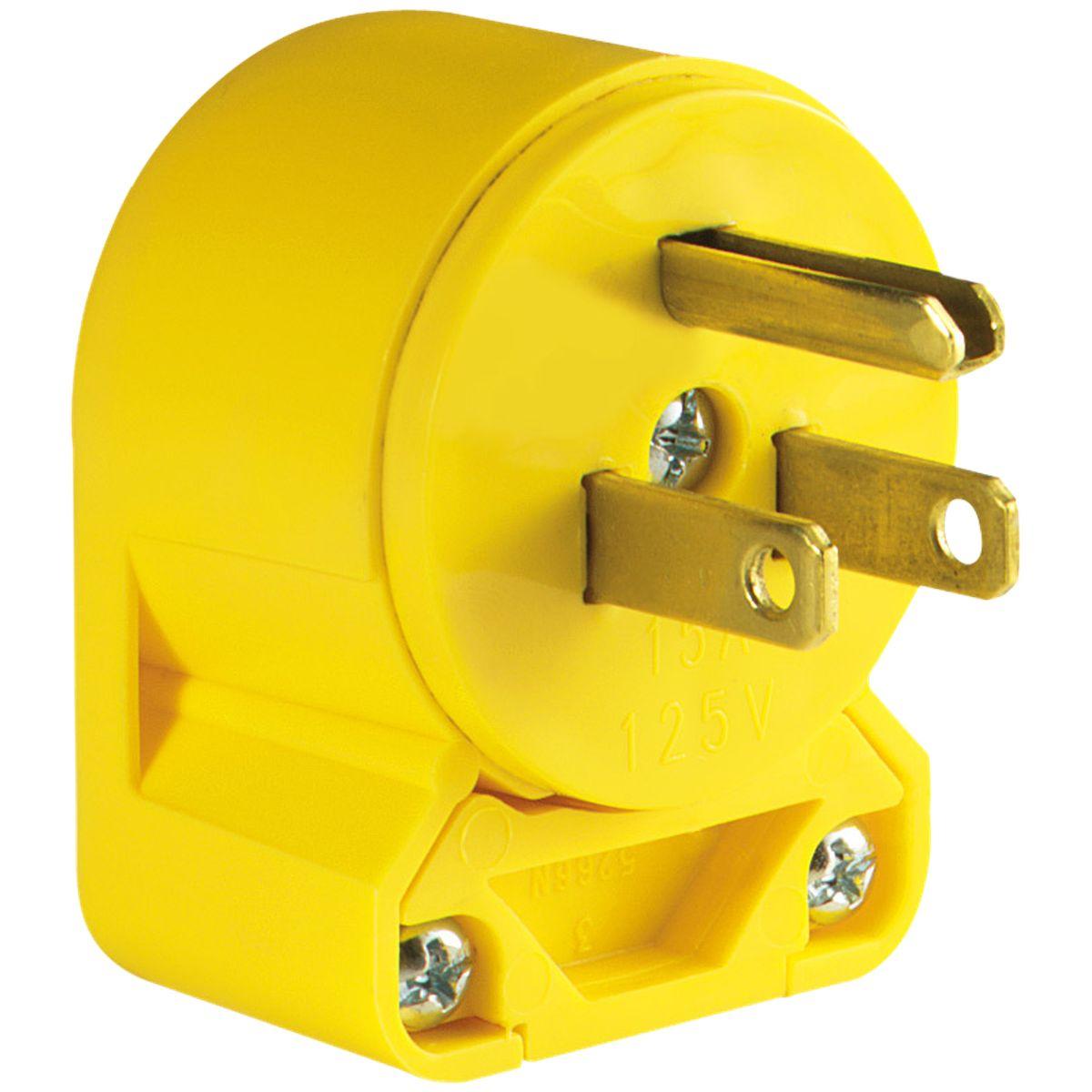 Angle Plug Vinyl 15A 2P Yellow