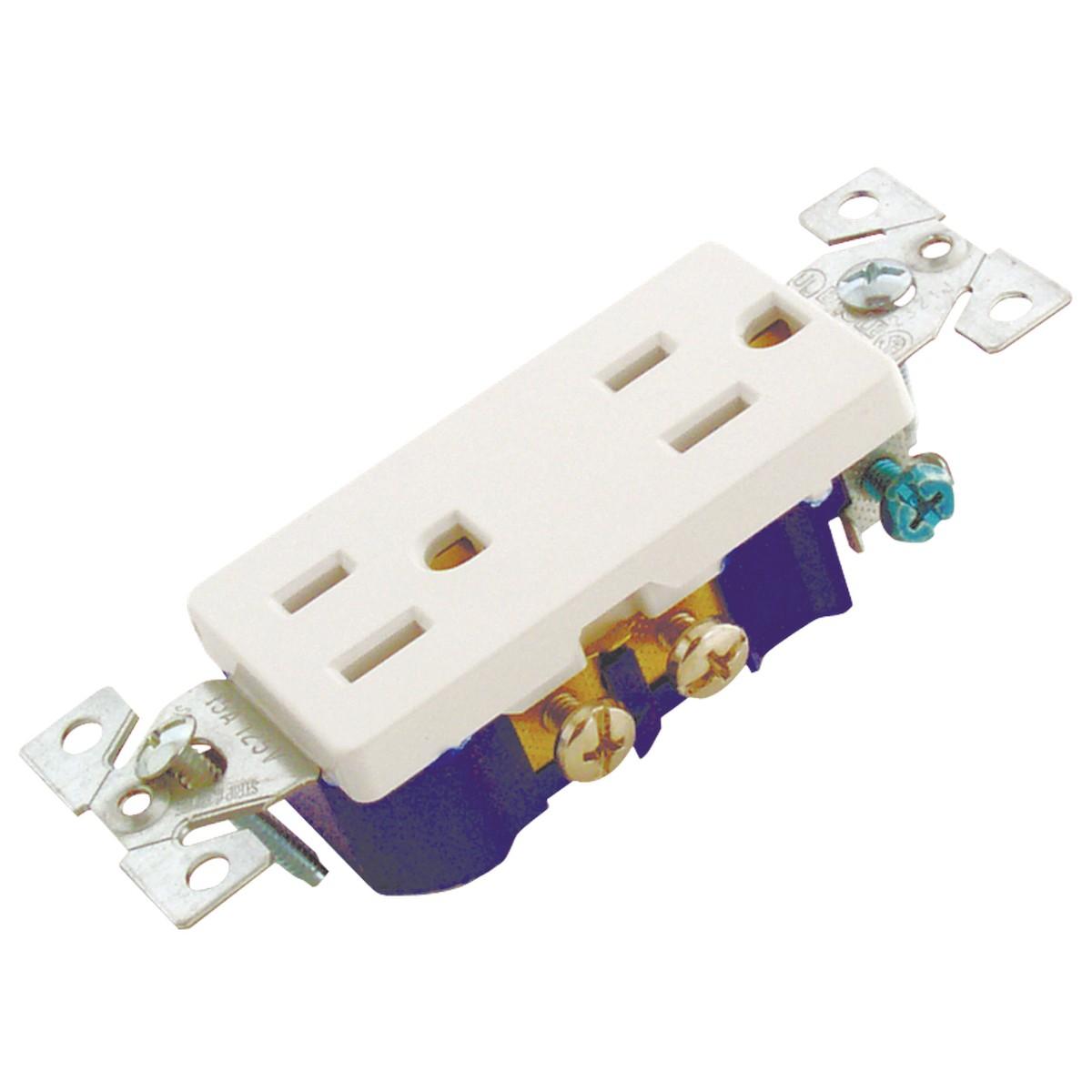 DUPLEX RECEPTACLE WHITE 15A 2P