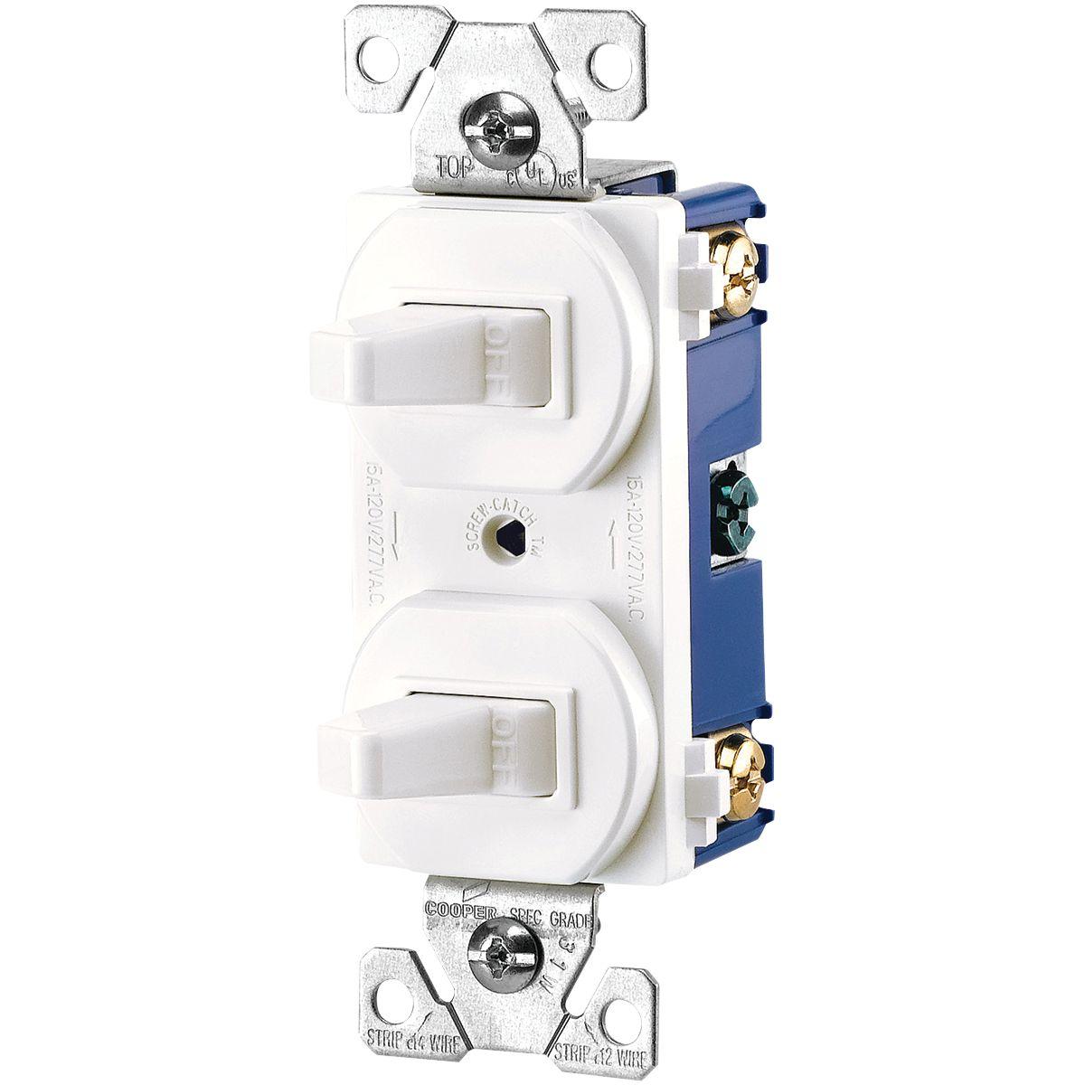 TOGGLE SWITCH DOUBLE 1P WHITE