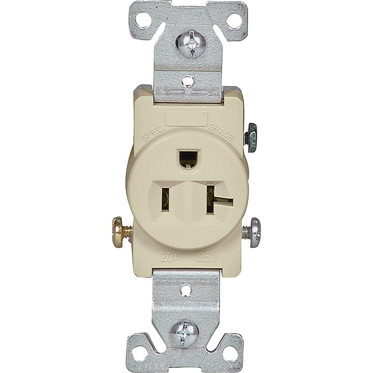 SINGLE RECEPTACLE 20A IVORY COM