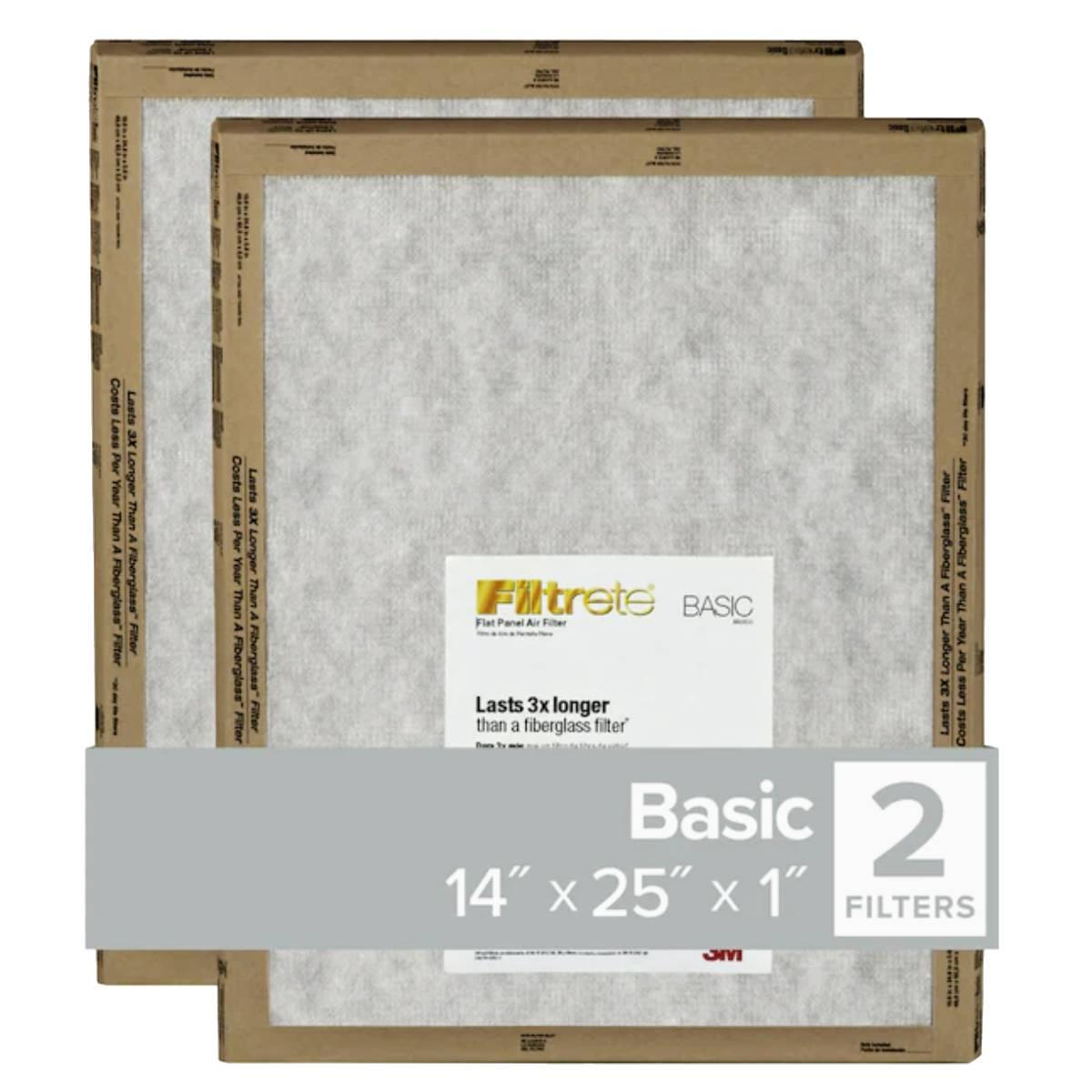 14-in x 25-in x 1-in MERV 2 Filtrete Air Filter 2-Pack