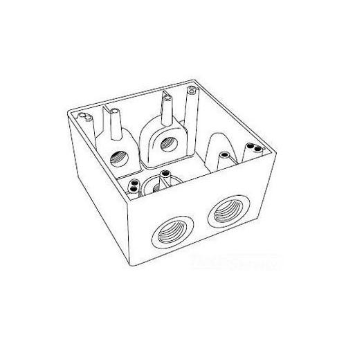 3/4 in 2-Gang Deep Weatherproof Electrical Box 5 Hubs Gray Die-Cast Aluminum