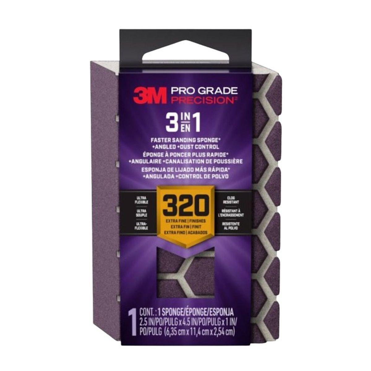 Pro Grade Precision DCDA320-PGP-1T 3-in-1 Sanding Sponge, 2-1/2 in L, 4-1/2 in W, 320 Grit, Extra Fine