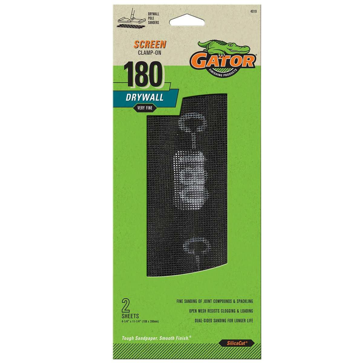 Gator SilicaCut 4019 Sanding Screen, 11-1/4 in L, 4-1/4 in W, 180 Grit, Extra Fine, Silicon Carbide Abrasive, 1-Sheet
