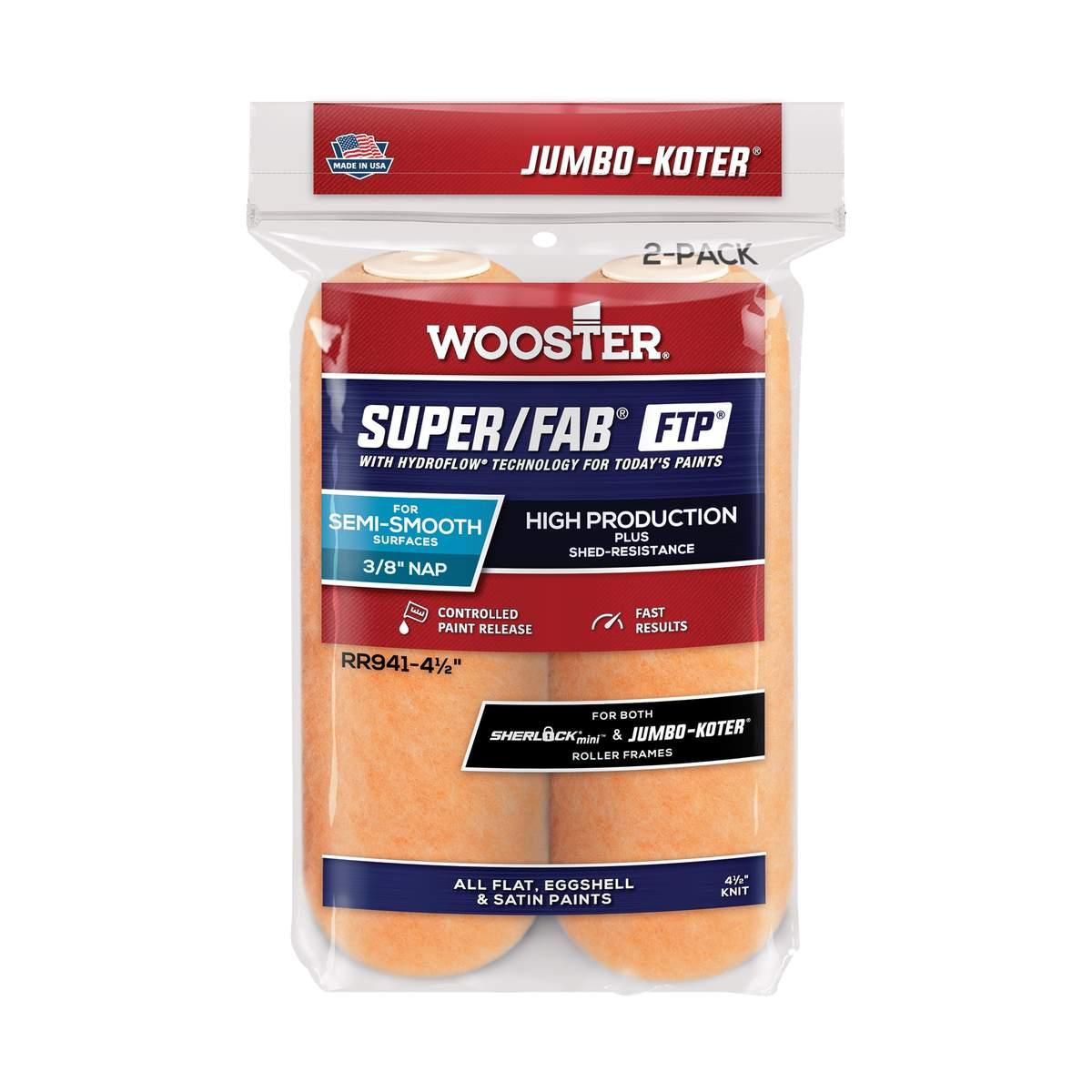 4-1/2 in x 3/8 in Nap Super Fab Jumbo Koter Roller Cover 2 Pack