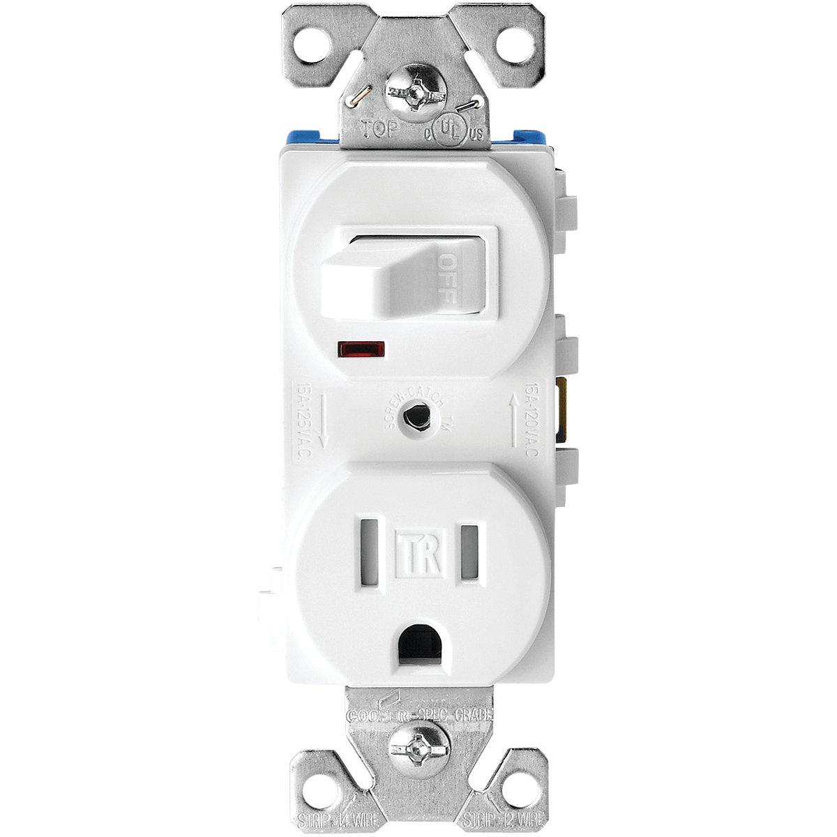 DUPLEX RECPTACLE/TOGGLE WHITE TR