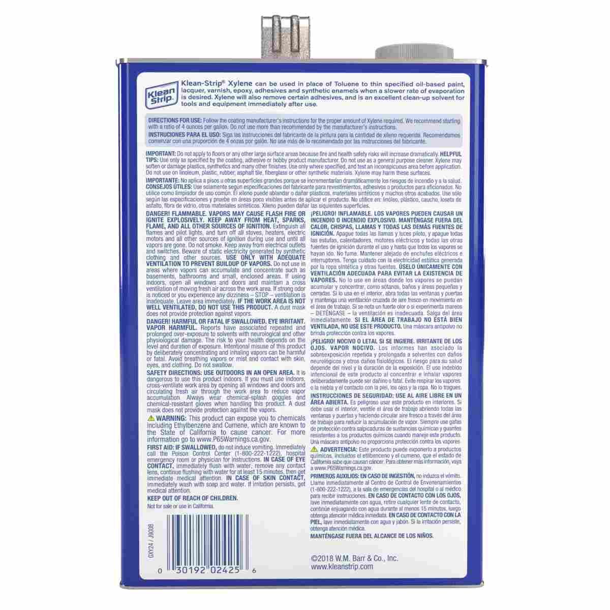 Klean Strip GXY24 Xylene Thinner, Liquid, Pungent Aromatic, Sweet, 1 gal Can Alt #1