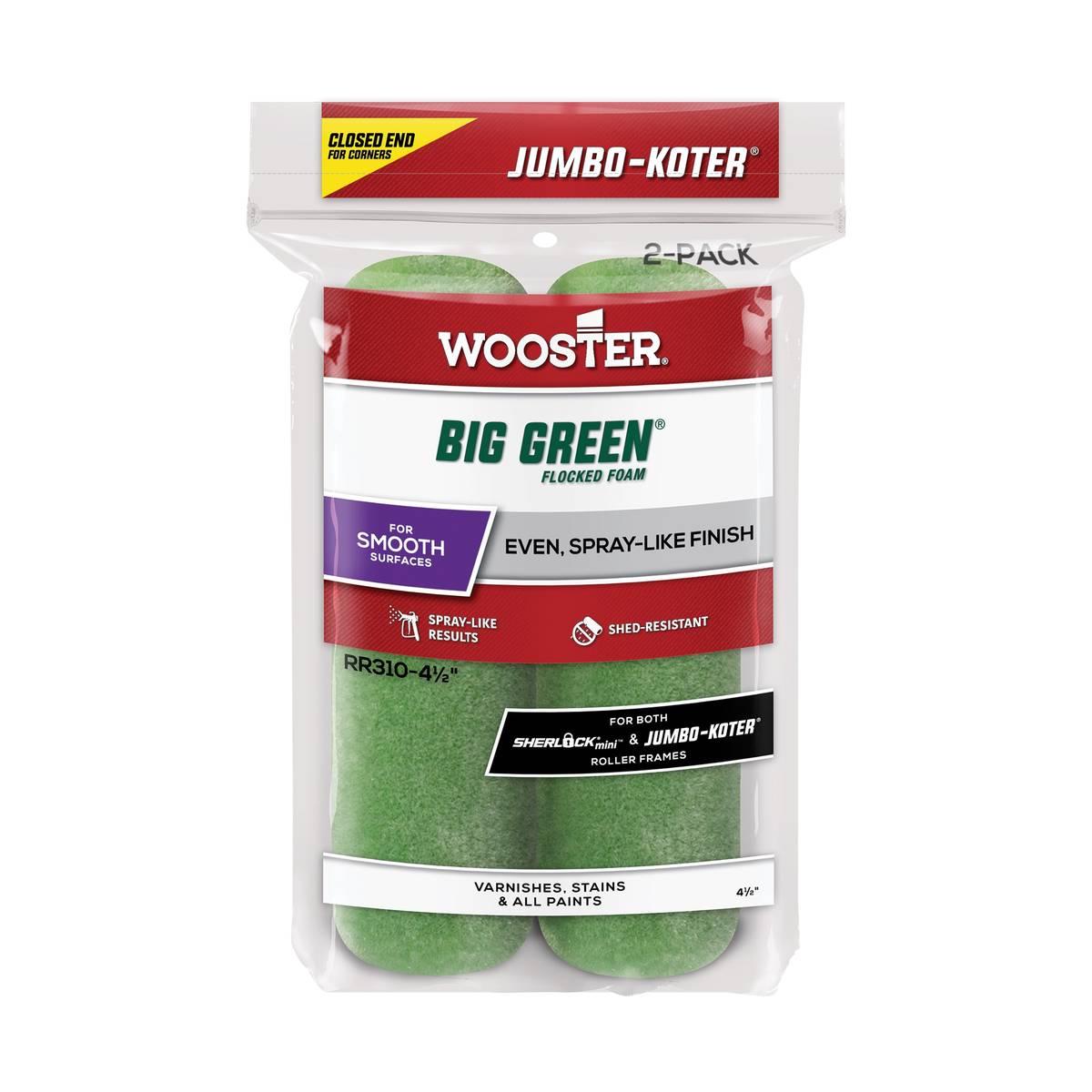 4-1/2 in x 3/8 in Nap Big Green Jumbo Koter Foam Roller Cover 2 Pack