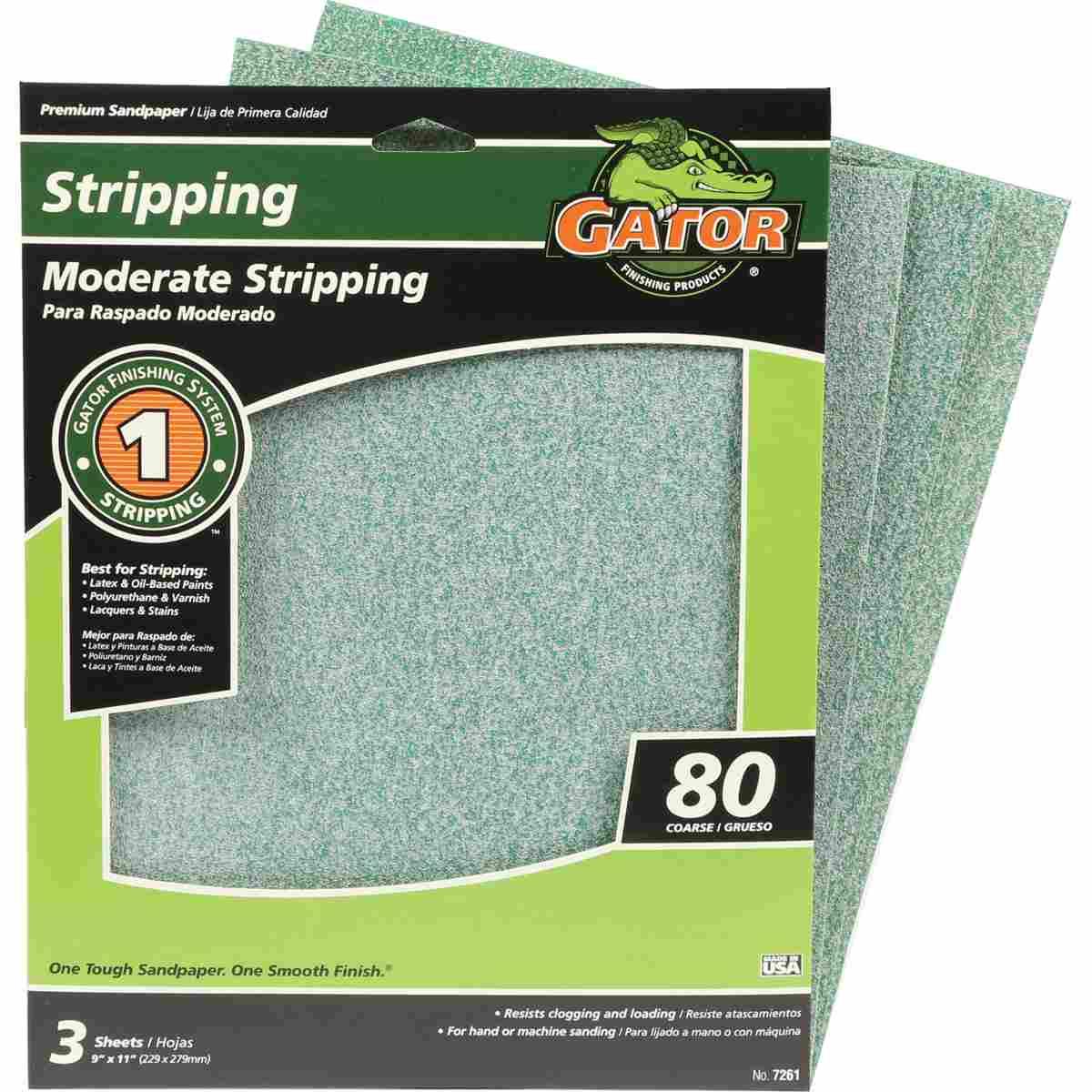Gator AlumiNext 7261 Sanding Sheet, 11 in L, 9 in W, 80 Grit, Medium, Aluminum Oxide Abrasive