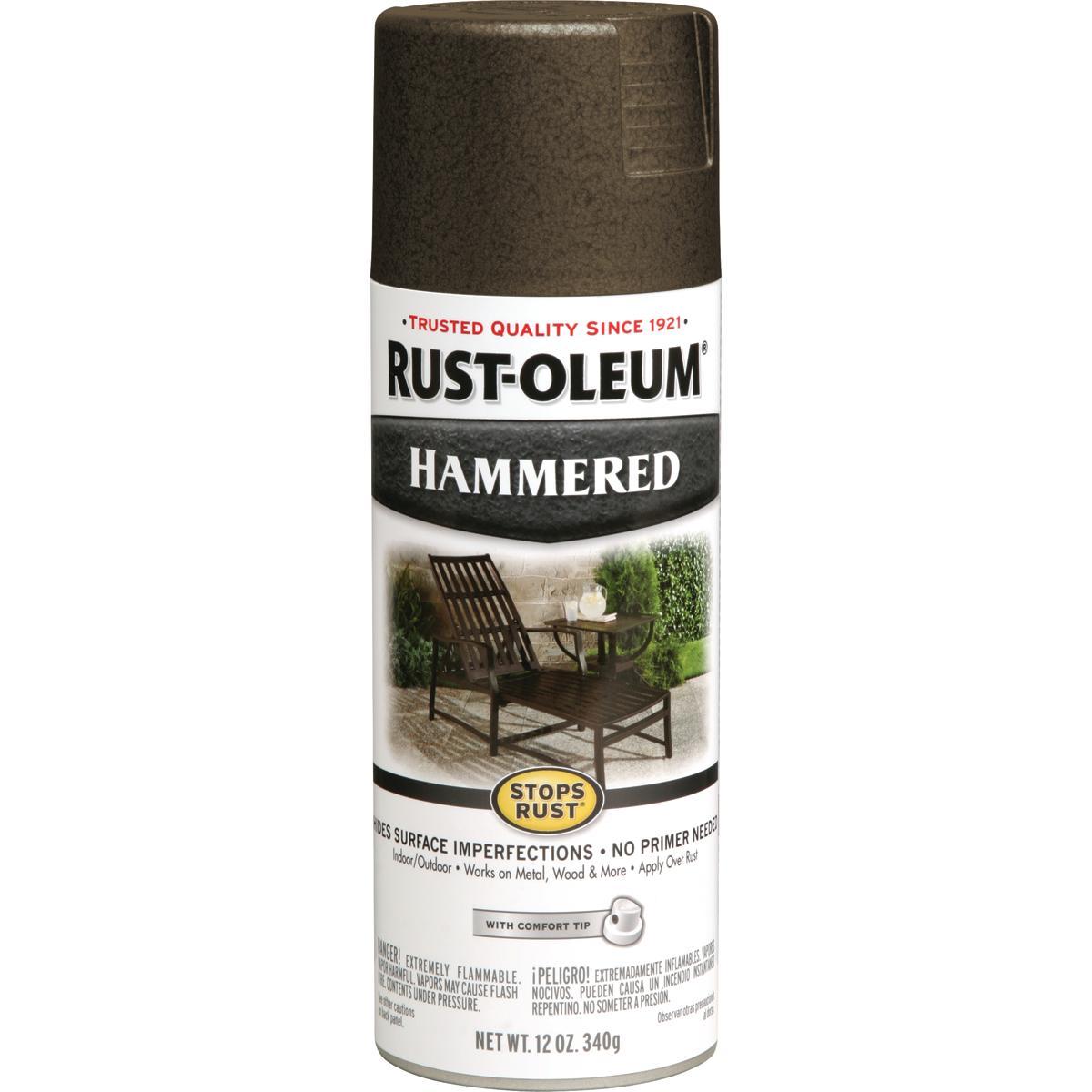 Rust-Oleum 7218830 Rust Preventative Spray Paint, Hammered, Dark Bronze, 12 oz, Can