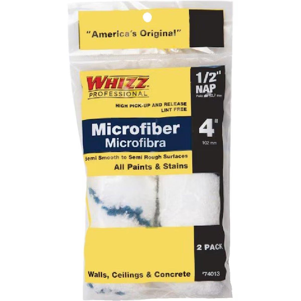 4 in x 1/2 in Nap Mini Roller Cover Microfiber 2 Pack