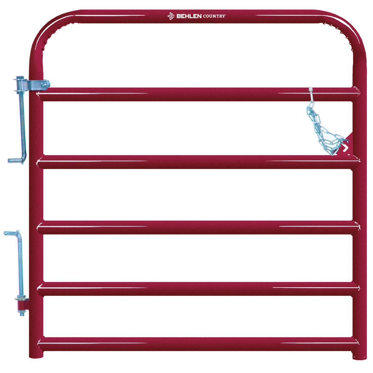 4-ft AgStar 6-Bar Livestock Gate Red Heavy-Duty Powder-Coated Steel