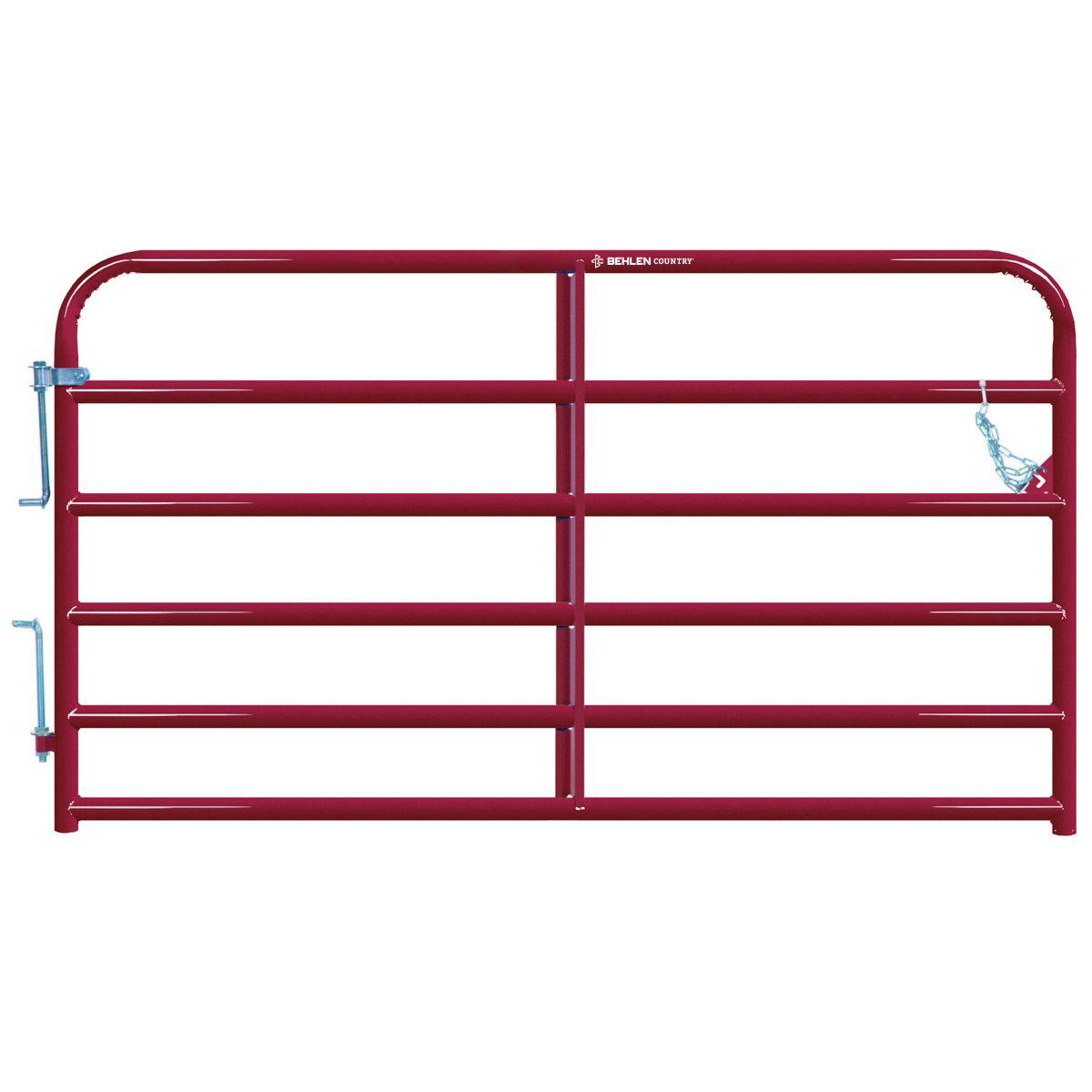 8-ft AgStar 6-Bar Livestock Gate Red Heavy-Duty Powder-Coated Steel