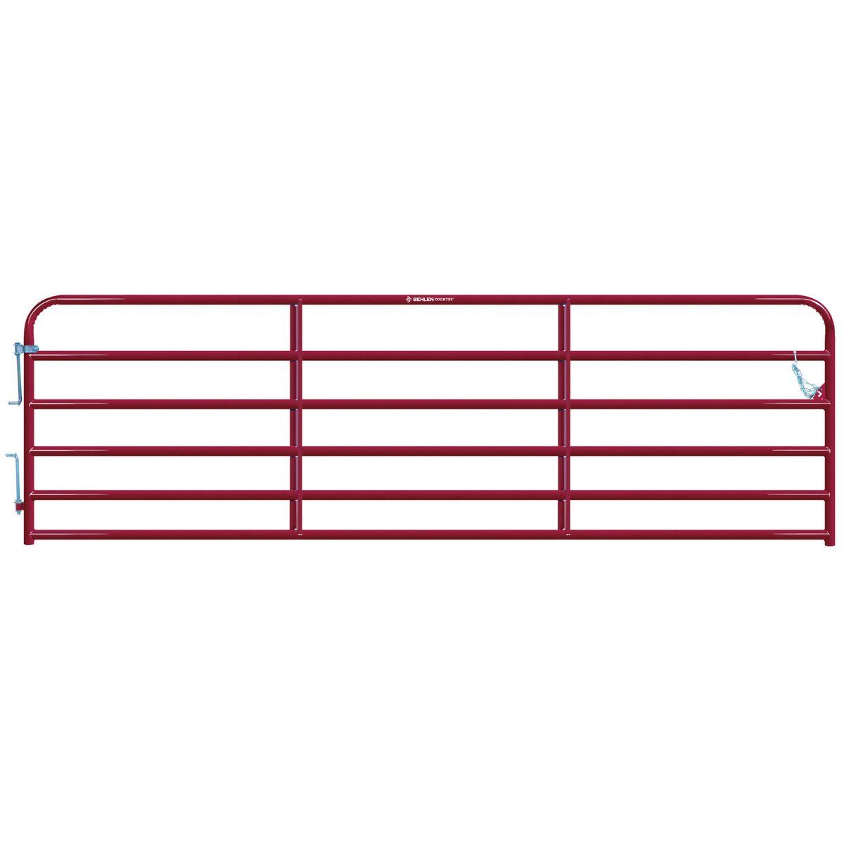 AgStar 14 ft Red 6-Bar Livestock Gate, Heavy-Duty Powder-Coated Steel